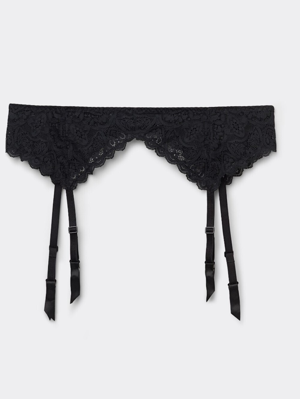 Jezebel Black Lace Garter Belt with Satin Straps